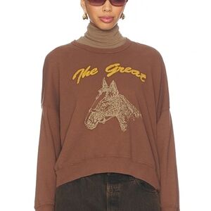 THE GREAT. Brown Horse Graphic Sweater